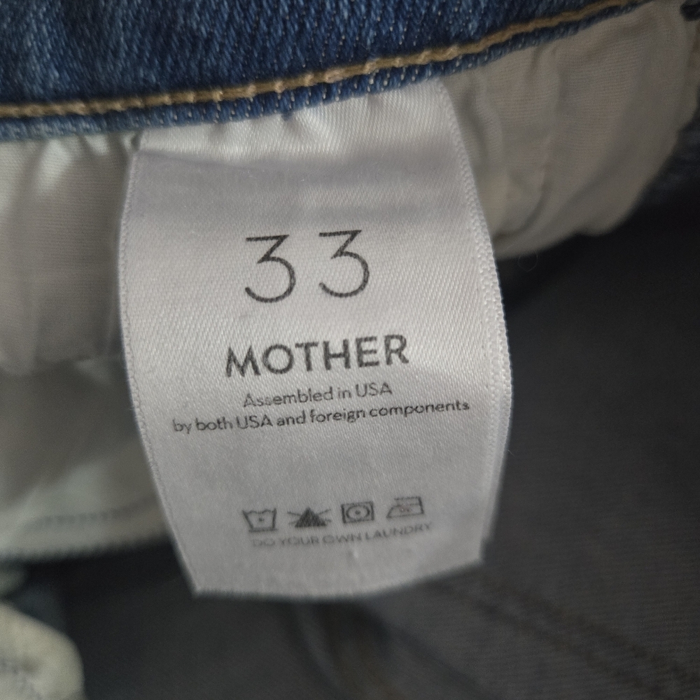 Mother The Tripper Ankle Fray Size 33 Button Fly Distressed Holes Raw Hem - Picture 14 of 16